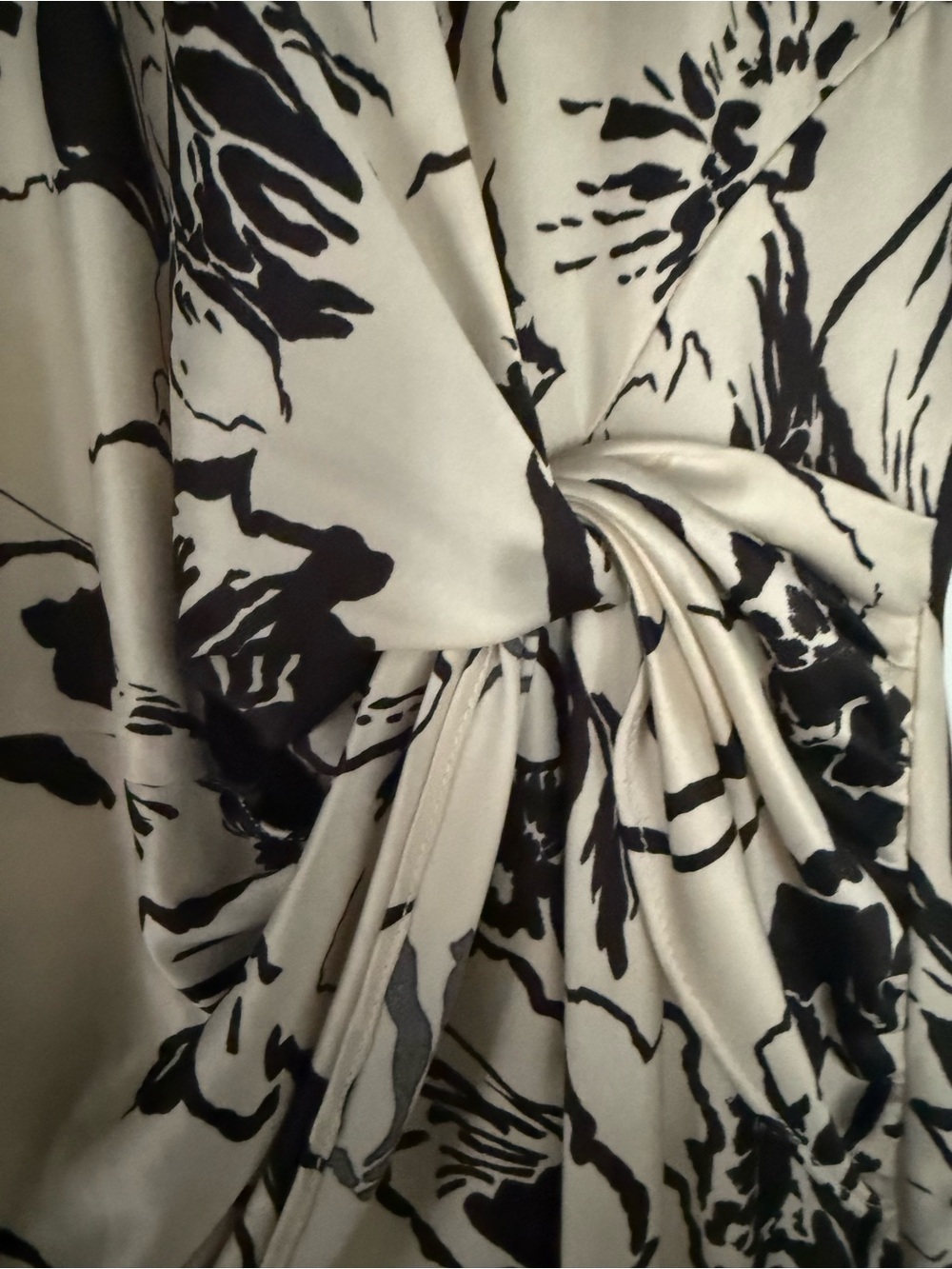 Zara Dress Black Floral Print on Cream  with Side Knot - Picture 5 of 6